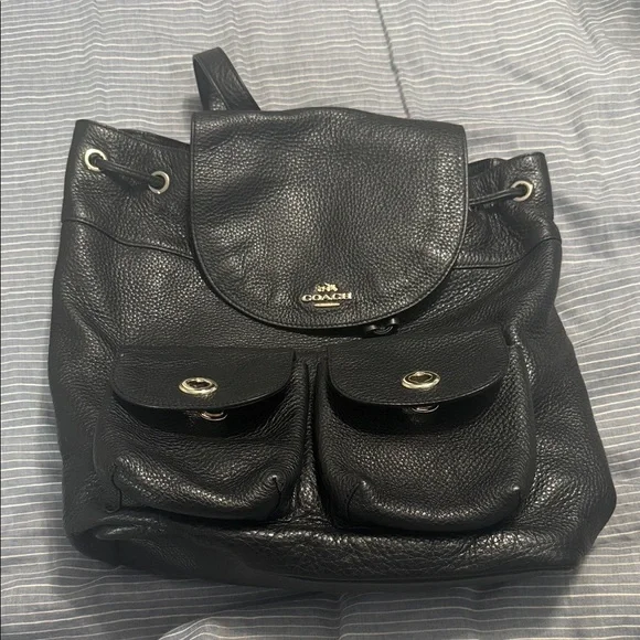 Coach | Bags | Coach Black Pebbled Leather Backpack | Poshmark display picture 1